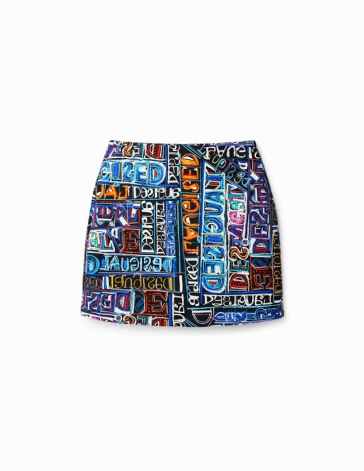 Femme Desigual Jupes Et Shorts | Mini-Jupe Slim Logo Arty