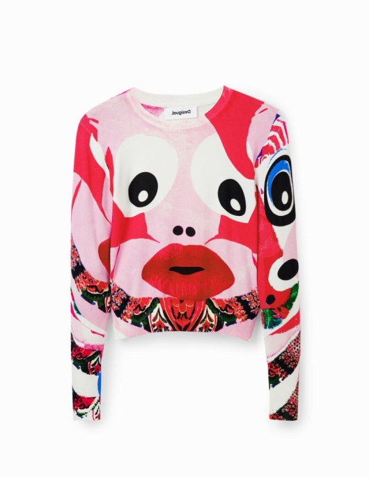 Femme Desigual Pulls | Pull Visages M. Christian Lacroix