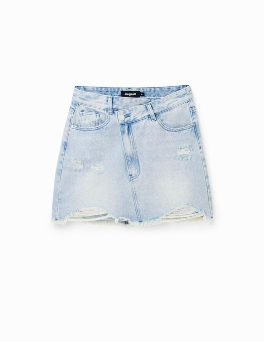 Femme Desigual Jupes Et Shorts | Mini-Jupe Jean Ceinture Croisee