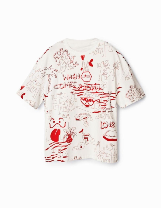 Homme Desigual T-shirts Et Polos | T-Shirt Oversize Imprime