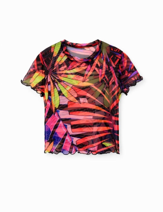 Femme Desigual T-Shirts | T-Shirt Court Tropical Tulle