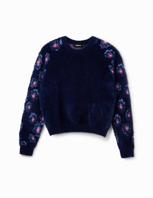 Femme Desigual Pulls | Pull Effet Fourrure Fleurs