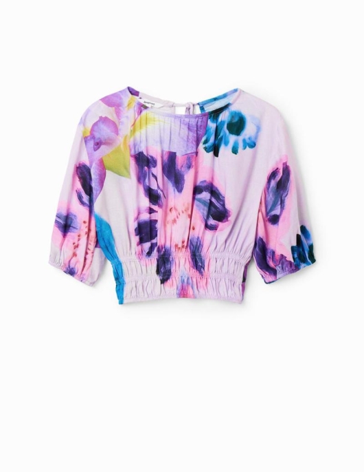 Femme Desigual Chemises Et Blouses | Blouse Courte Fleurs M. Christian Lacroix