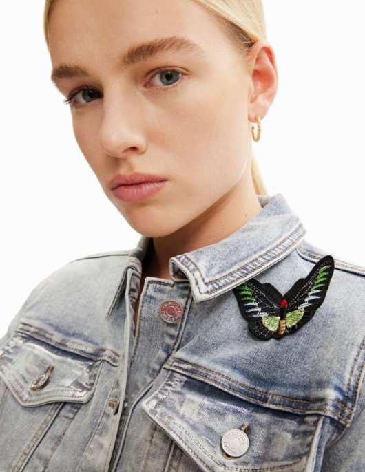 Femme Desigual Vestes | Veste &Quot;Trucker&Quot; En Jean Metallisee