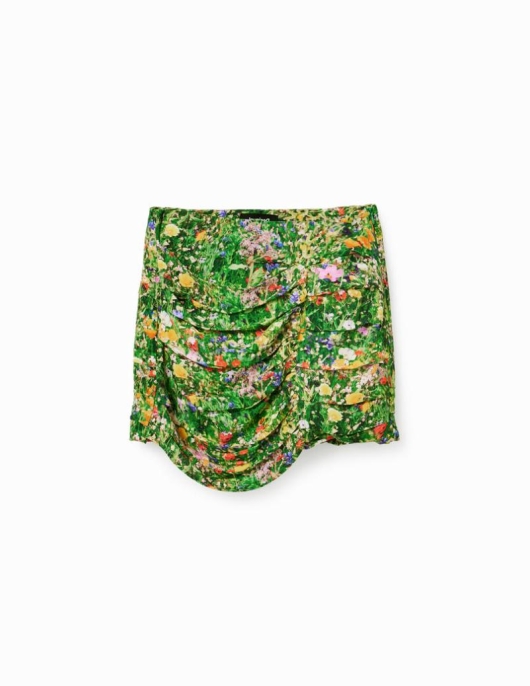 Femme Desigual Jupes Et Shorts | Mini-Jupe Drapee Fleurie