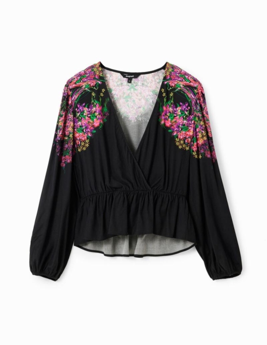 Femme Desigual Chemises Et Blouses | Blouse Croisee Fleurie Numerique