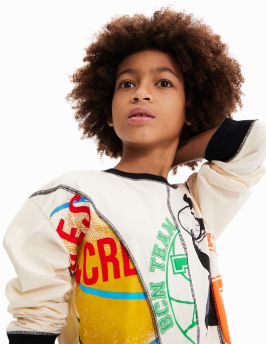 Enfant Desigual T-shirts Et Chemises | T-Shirt Patchwork Sport