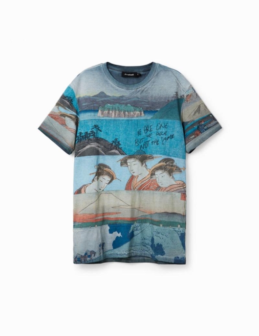 Homme Desigual T-shirts Et Polos | T-Shirt Manches Courtes Imprime Japonais