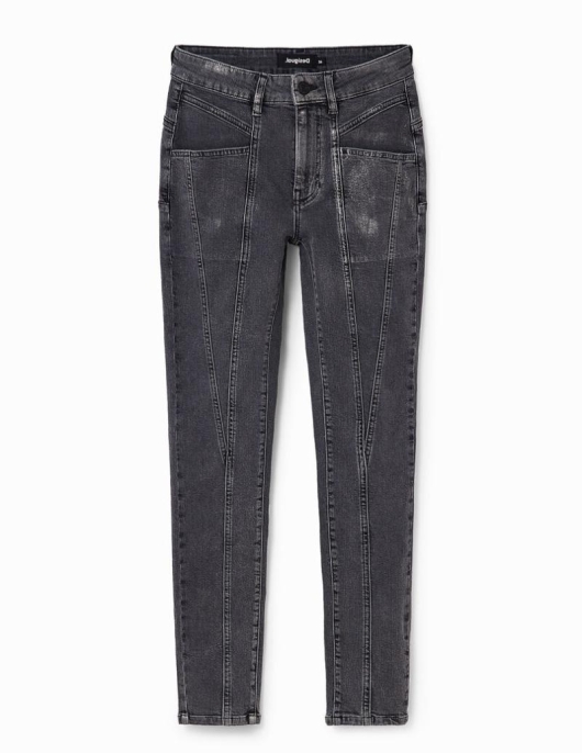 Femme Desigual Pantalons Et Leggings | Jean Skinny Push-Up Metallise