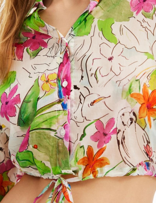 Femme Desigual Chemises Et Blouses | Chemise Courte Fronces