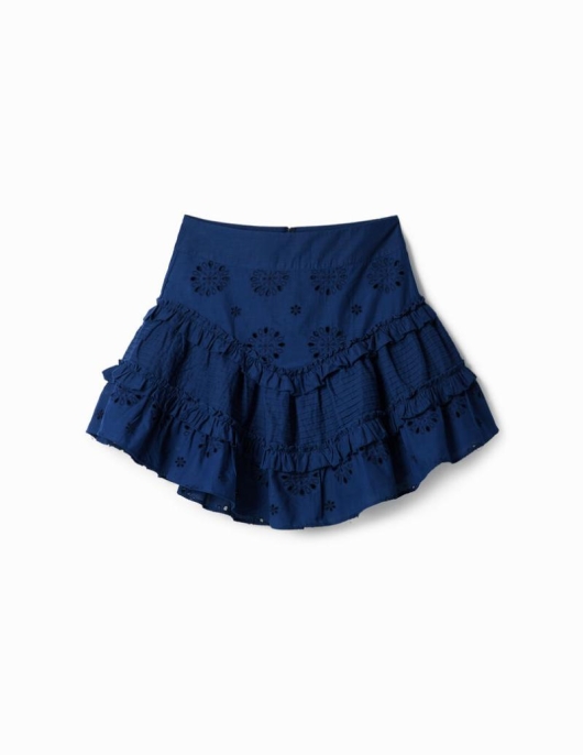 Femme Desigual Jupes Et Shorts | Mini-Jupe Volants Broderie Suisse