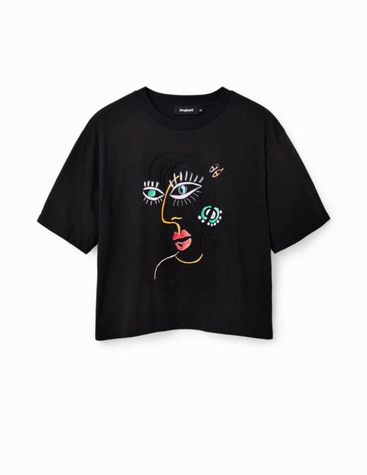 Femme Desigual T-Shirts | T-Shirt Manches Courtes Visage