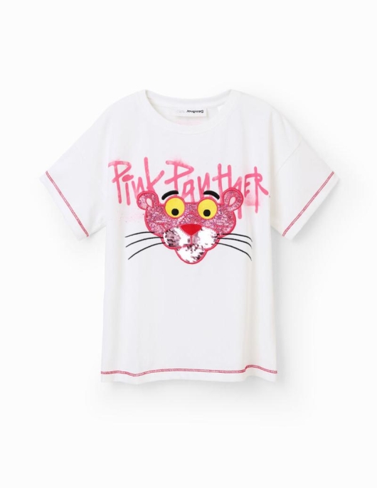 Enfant Desigual T-shirts Et Chemises | T-Shirt PanthÈRe Rose Paillettes