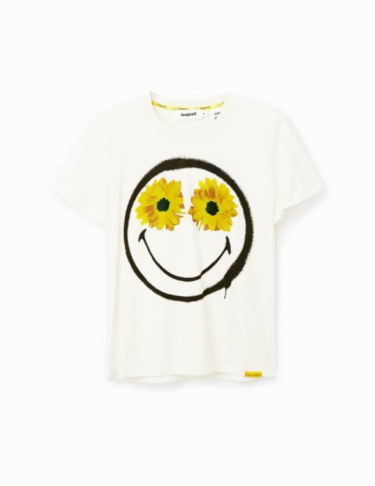 Femme Desigual T-Shirts | T-Shirt Smiley&Reg; Fleurs