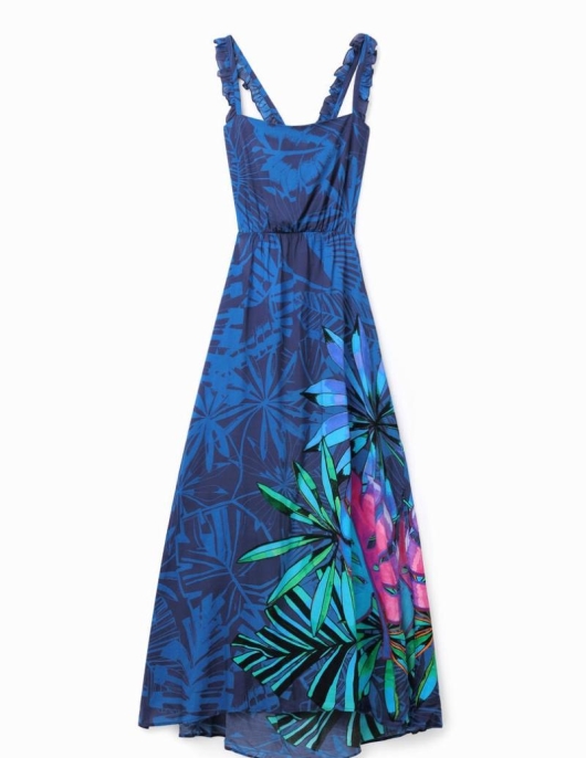 Femme Desigual Robes Et Combinaisons | Robe Midi Volants Tropicale