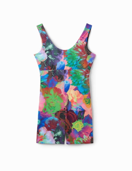 Femme Desigual Robes Et Combinaisons | Combinaison Sport Ajustee Fleurs