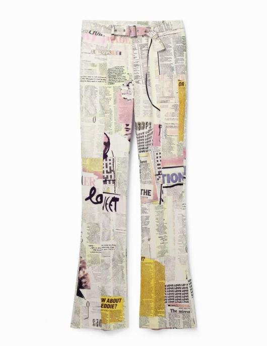 Femme Desigual Pantalons Et Leggings | Pantalon Evase Journal